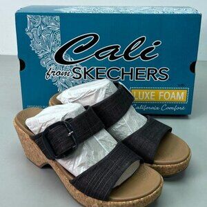 New Stylish Summer Cali Vegan Black Brystol Sandals Women's Size 8 from Skechers